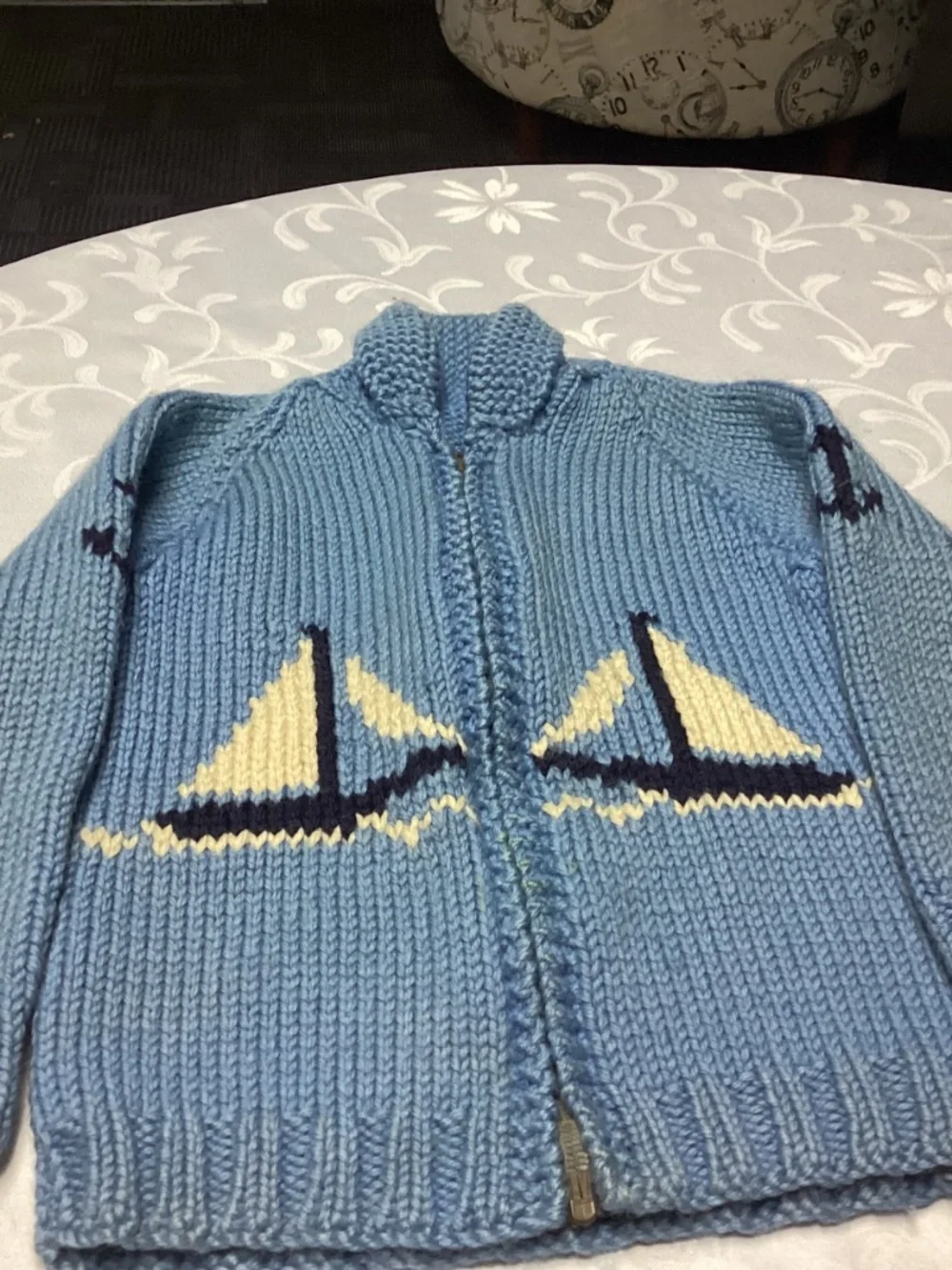 Childs nautical hand made sweater unisex wool VINTAGE